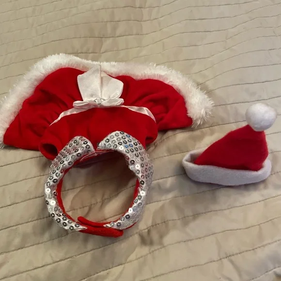 Holiday mrs Claus for cat or dog xxsmall bling collar and hat Christmas - Picture 5 of 7